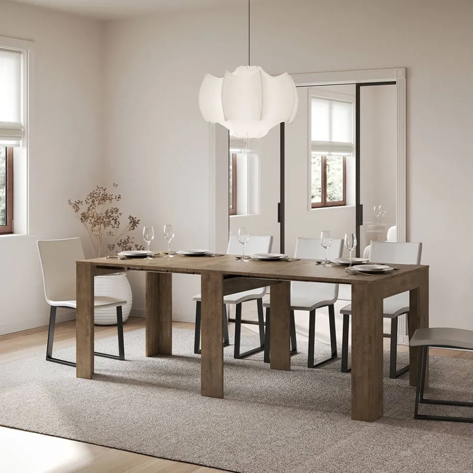 Rozšiřitelná konzole na 181 cm v Melaminových panelech Made in Italy - Drago Viadurini