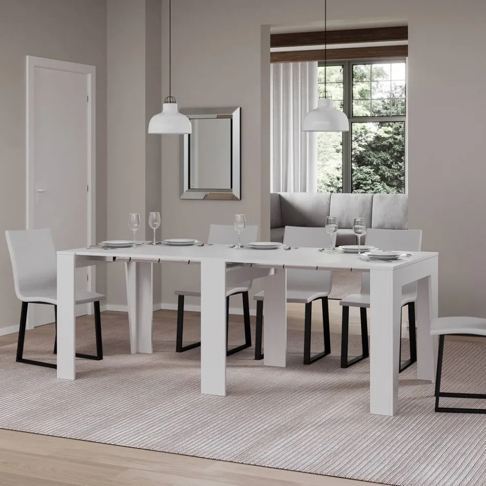 Výsuvná konzole na 211 cm v melaminu v podstatě Made in Italy - Incantesimo Viadurini