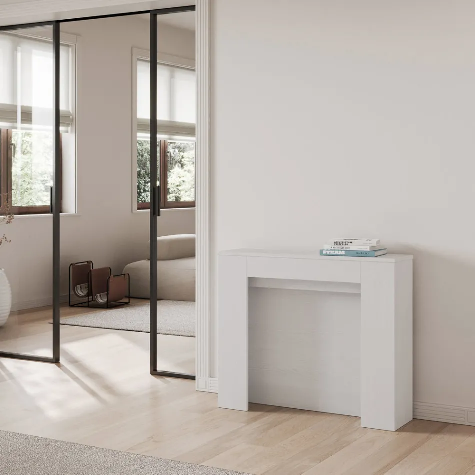 Rozšiřitelná konzole na 211 cm v Melaminových panelech Made in Italy - Principessa Viadurini