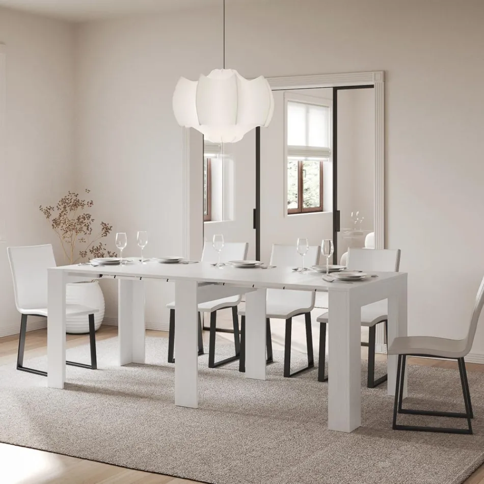 Rozšiřitelná konzole na 211 cm v Melaminových panelech Made in Italy - Principessa Viadurini