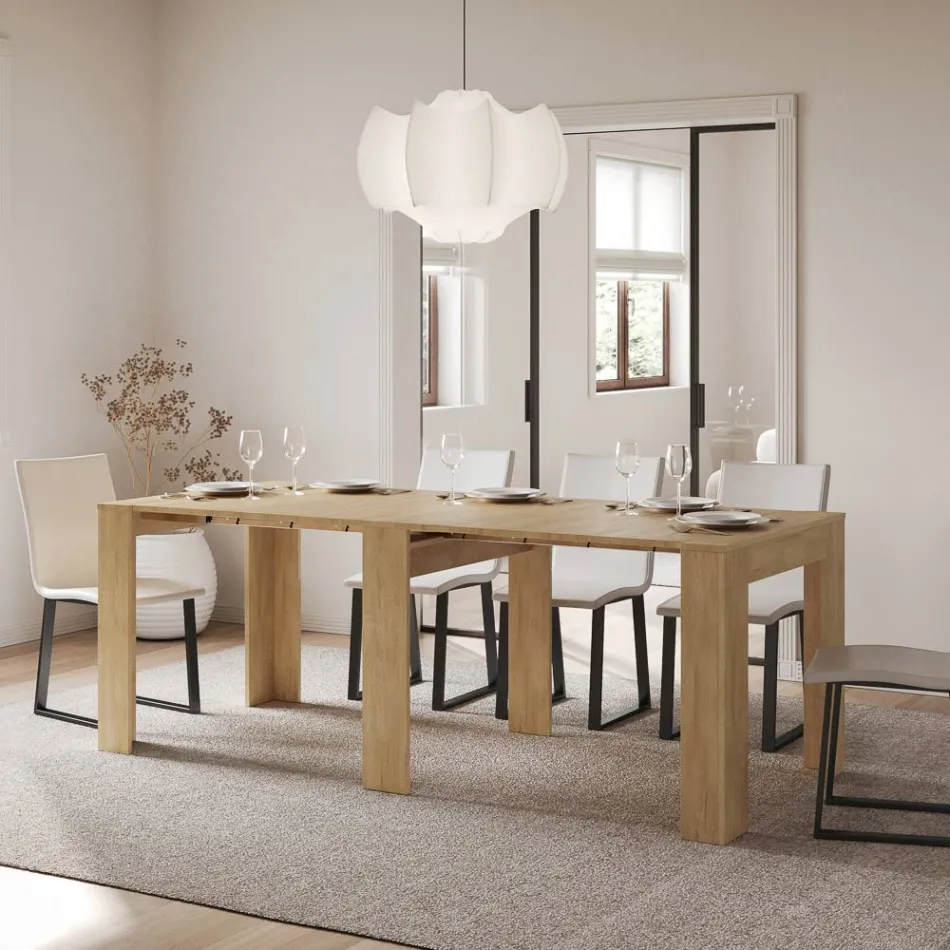 Rozšiřitelná konzole na 211 cm v Melaminových panelech Made in Italy - Principessa Viadurini