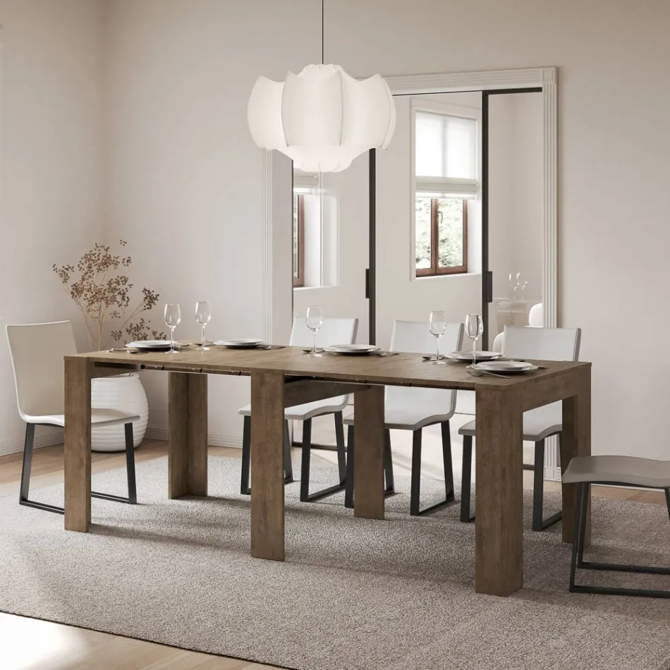 Rozšiřitelná konzole na 211 cm v Melaminových panelech Made in Italy - Principessa Viadurini