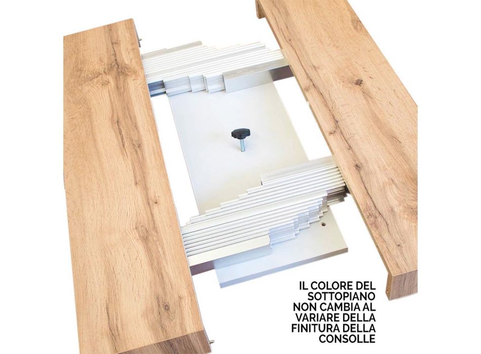 Rozšiřitelná konzole na 288 cm ze dřeva a kovu Made in Italy - Mistero Viadurini
