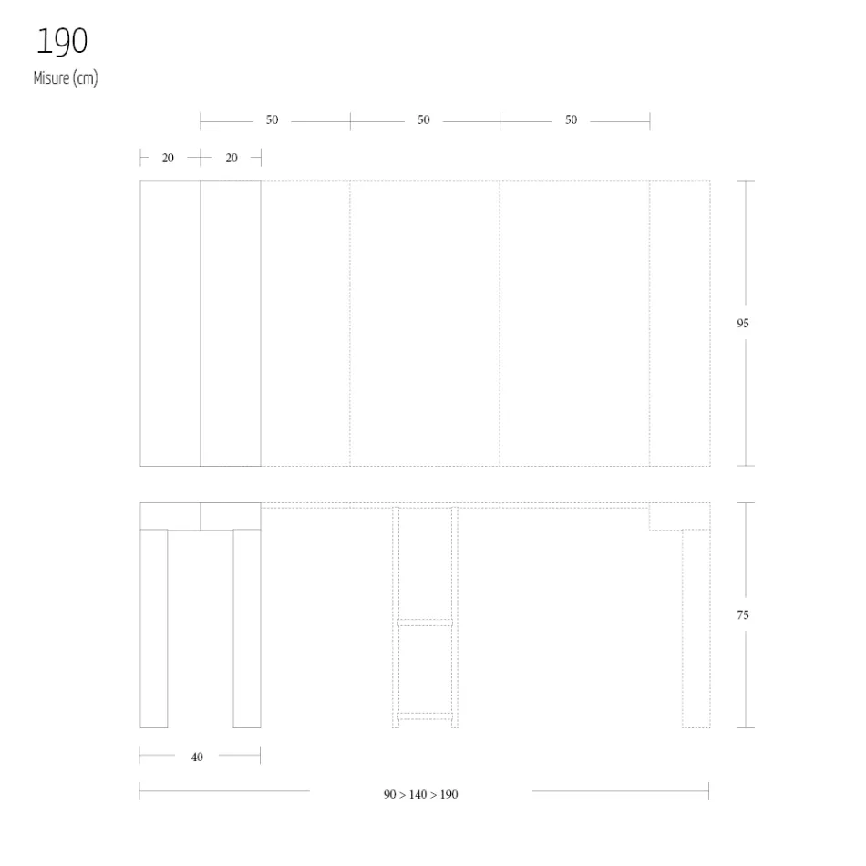 Rozšiřitelná konzole na 290 cm z melaminového dřeva Made in Italy - Paride Viadurini