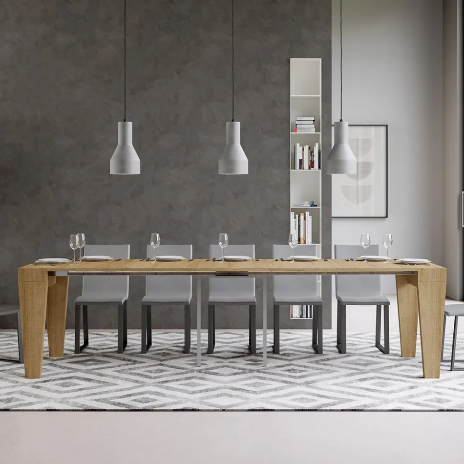 Výsuvná konzole na 300 cm ze dřeva Made in Italy - trůn Viadurini