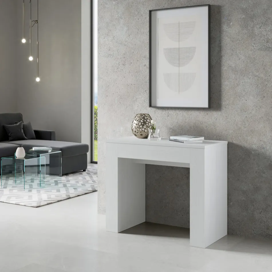 Rozšiřitelná konzole na 307 cm z dřevěných mikročástic Made in Italy - Corona Viadurini