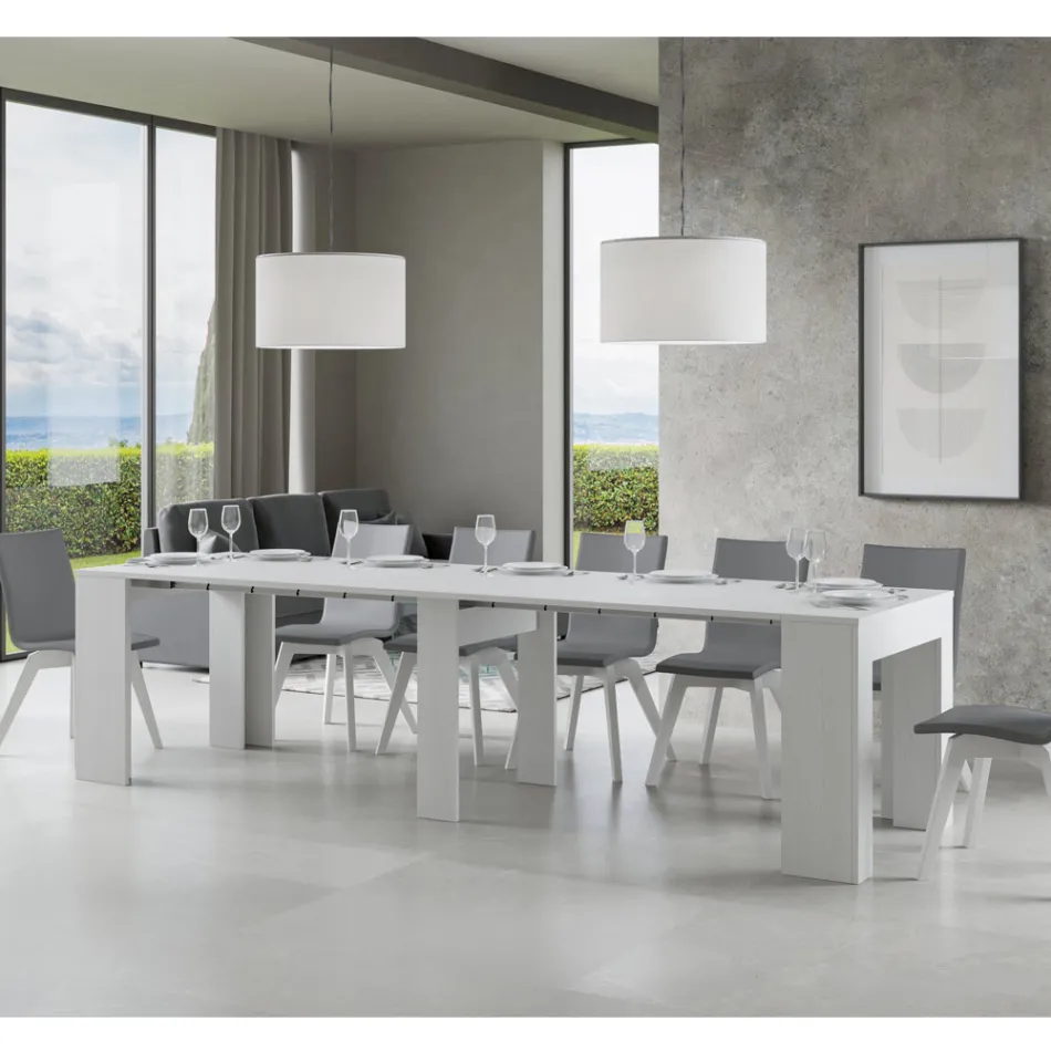 Rozšiřitelná konzole na 307 cm z dřevěných mikročástic Made in Italy - Corona Viadurini