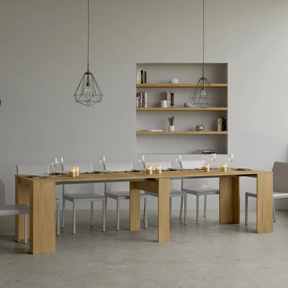 Rozšiřitelná konzole na 308 cm s centrální podporou Made in Italy - Oracle Viadurini