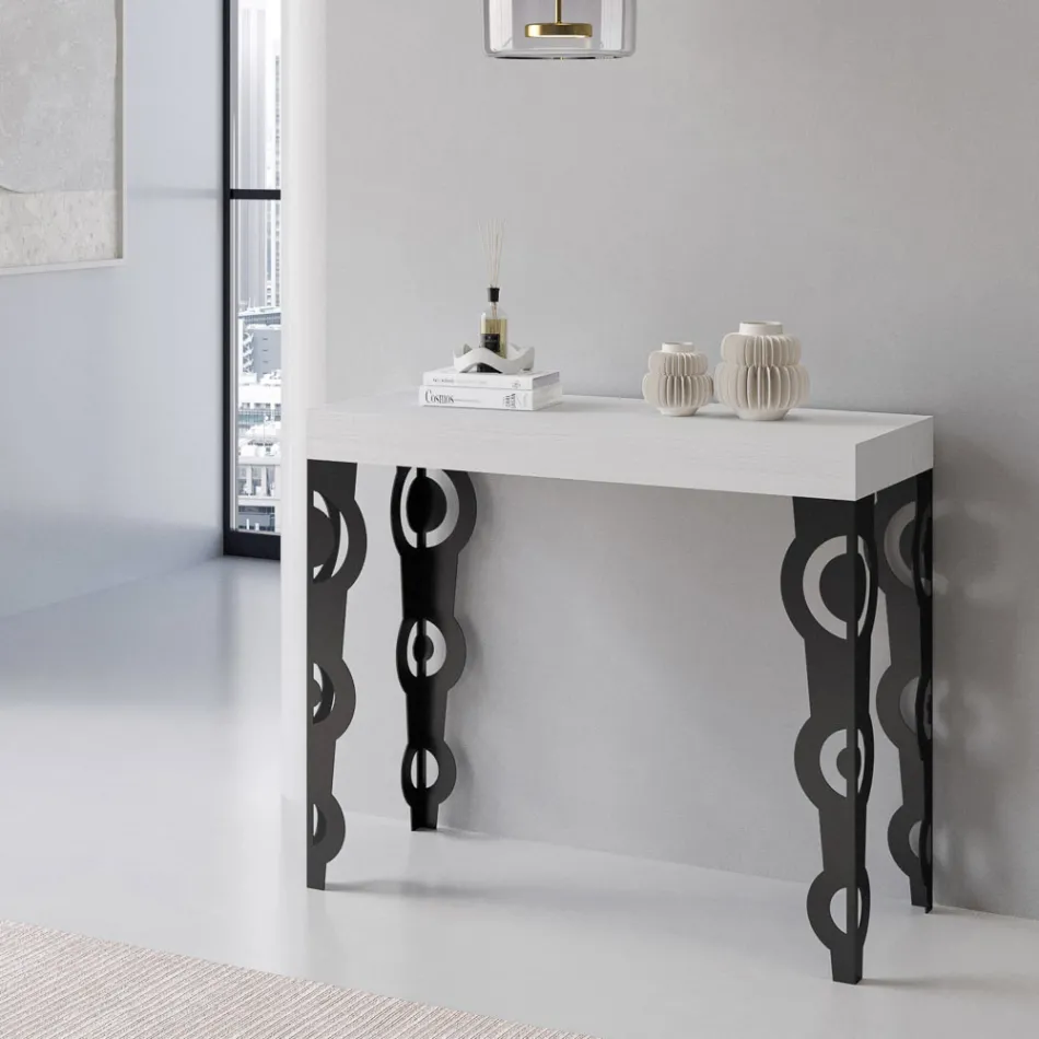 Rozšiřitelná konzole s moderními železnými nohami Made in Italy - Palazzo Viadurini