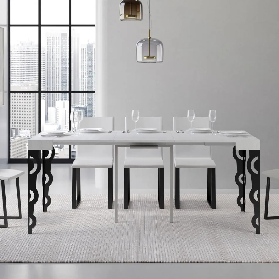 Rozšiřitelná konzole s moderními železnými nohami Made in Italy - Palazzo Viadurini