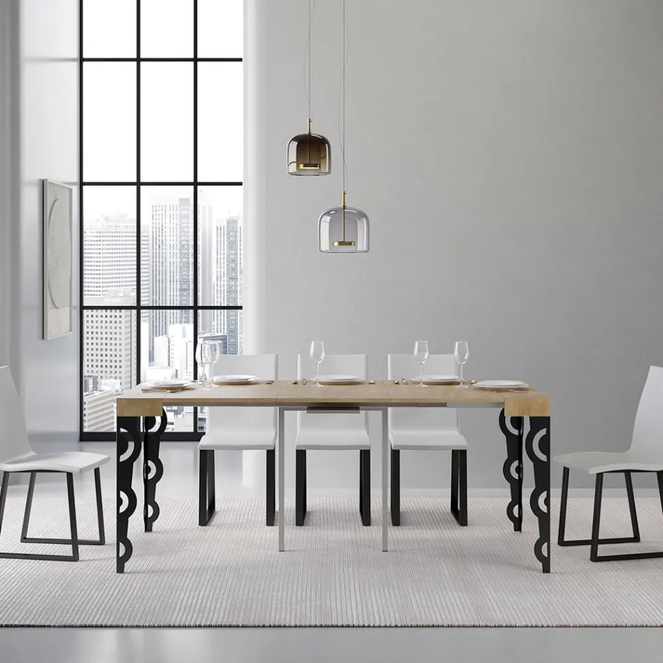 Rozšiřitelná konzole s moderními železnými nohami Made in Italy - Palazzo Viadurini