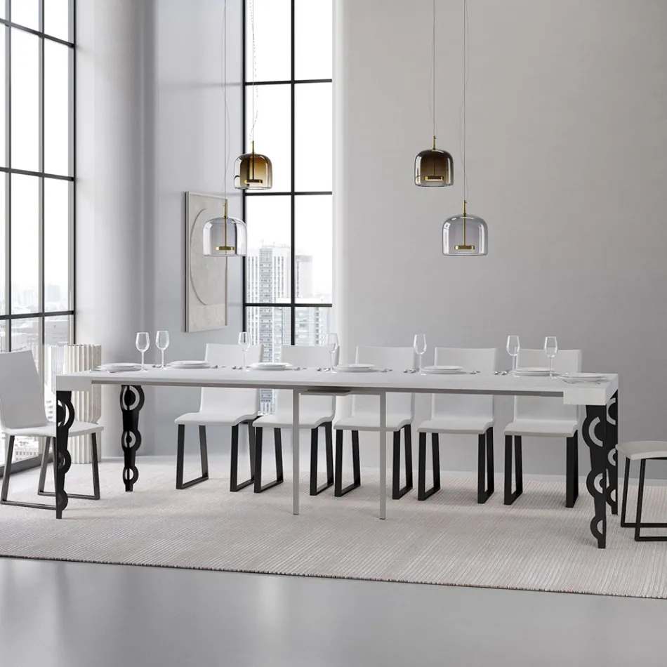 Rozšiřitelná konzole s moderními železnými nohami Made in Italy - Palazzo Viadurini