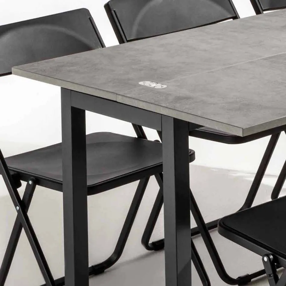 Roztažitelná konzola s horní částí z melaminu a základnou z lakovaného kovu - Adino Viadurini