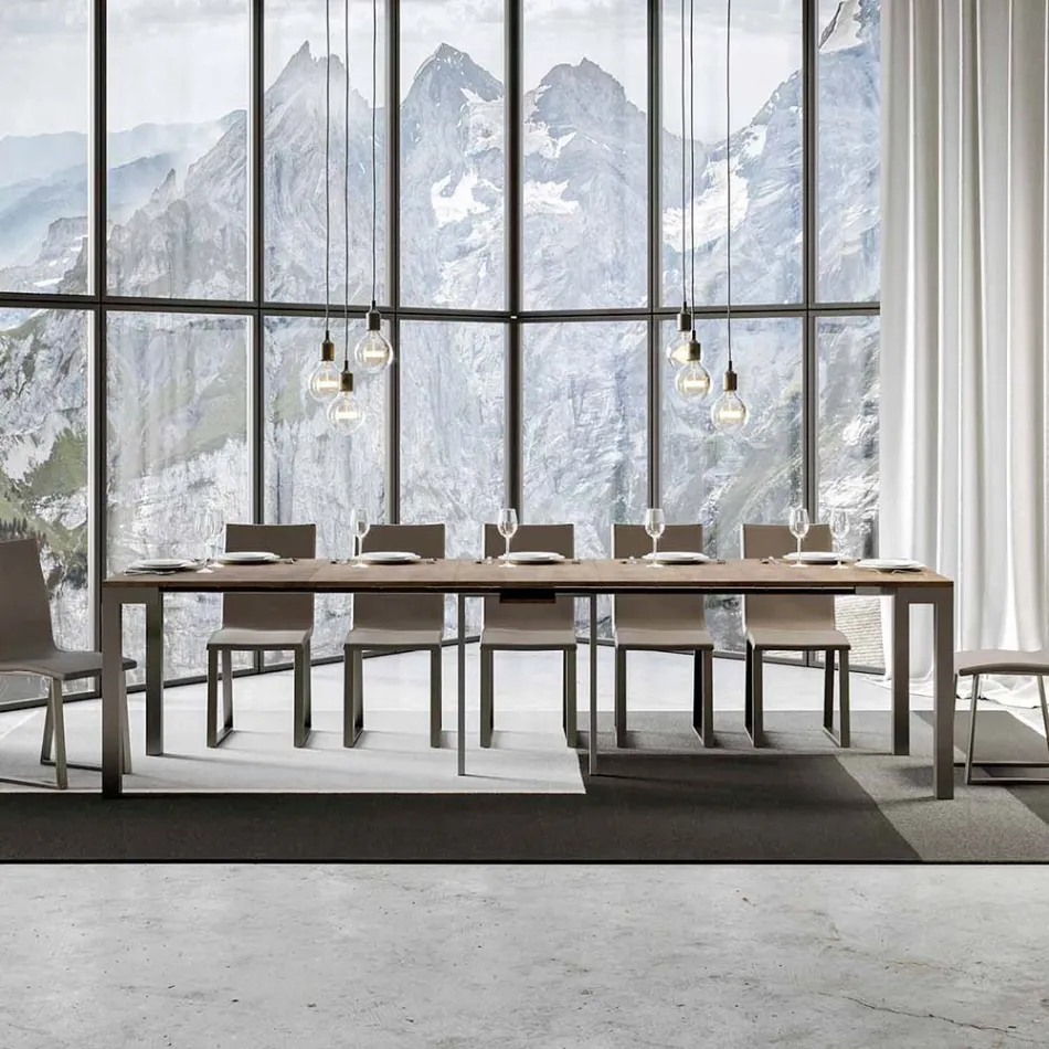 Rozšiřitelná konzole moderního designu ze dřeva a železa Made in Italy – nikdy Viadurini