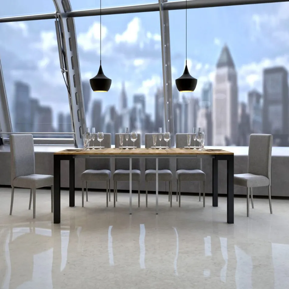 Rozšiřitelná konzole moderního designu ze dřeva a železa Made in Italy – nikdy Viadurini