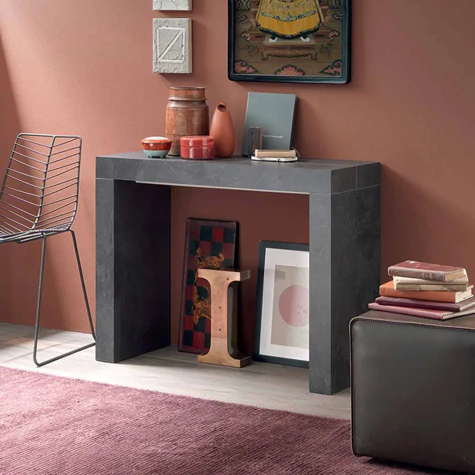 Výsuvná konzola až 290 cm s dřevěnou deskou Made in Italy - Seregno Viadurini