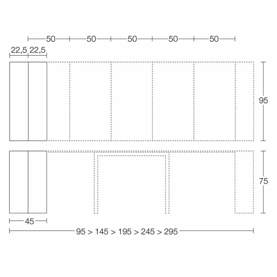 Výsuvná konzola až 295 cm v provedení Made in Italy Design Wood - Temocle Viadurini