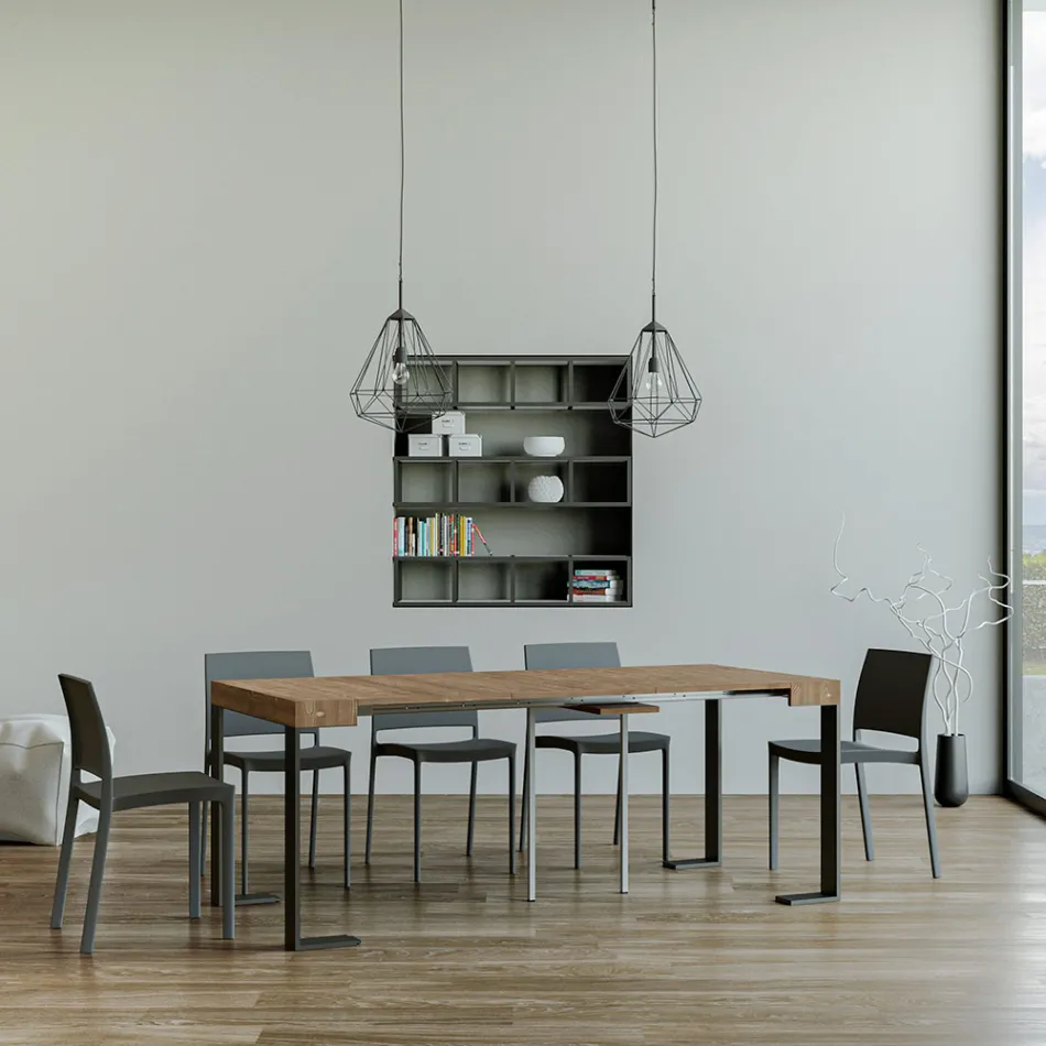 Rozšiřitelná konzole až 300 cm s antracitovým rámem Made in Italy - Giant Viadurini