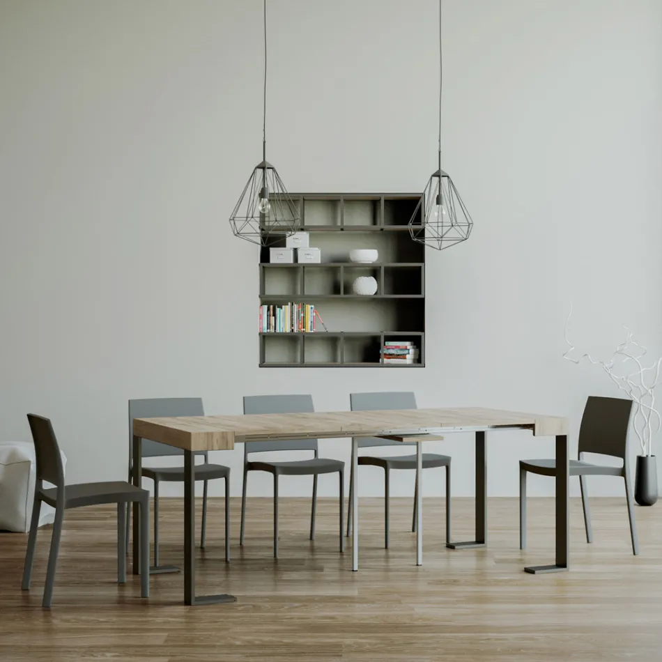 Rozšiřitelná konzole až 300 cm s antracitovým rámem Made in Italy - Giant Viadurini