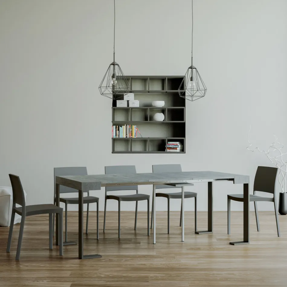 Rozšiřitelná konzole až 300 cm s antracitovým rámem Made in Italy - Giant Viadurini