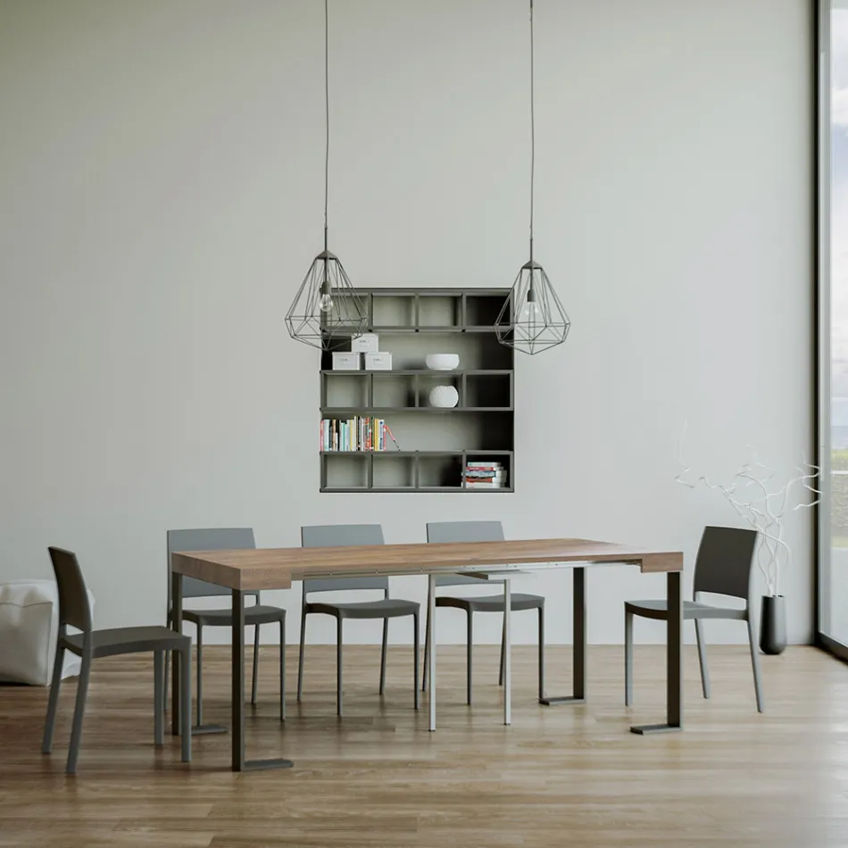 Rozšiřitelná konzole až 300 cm s antracitovým rámem Made in Italy - Giant Viadurini