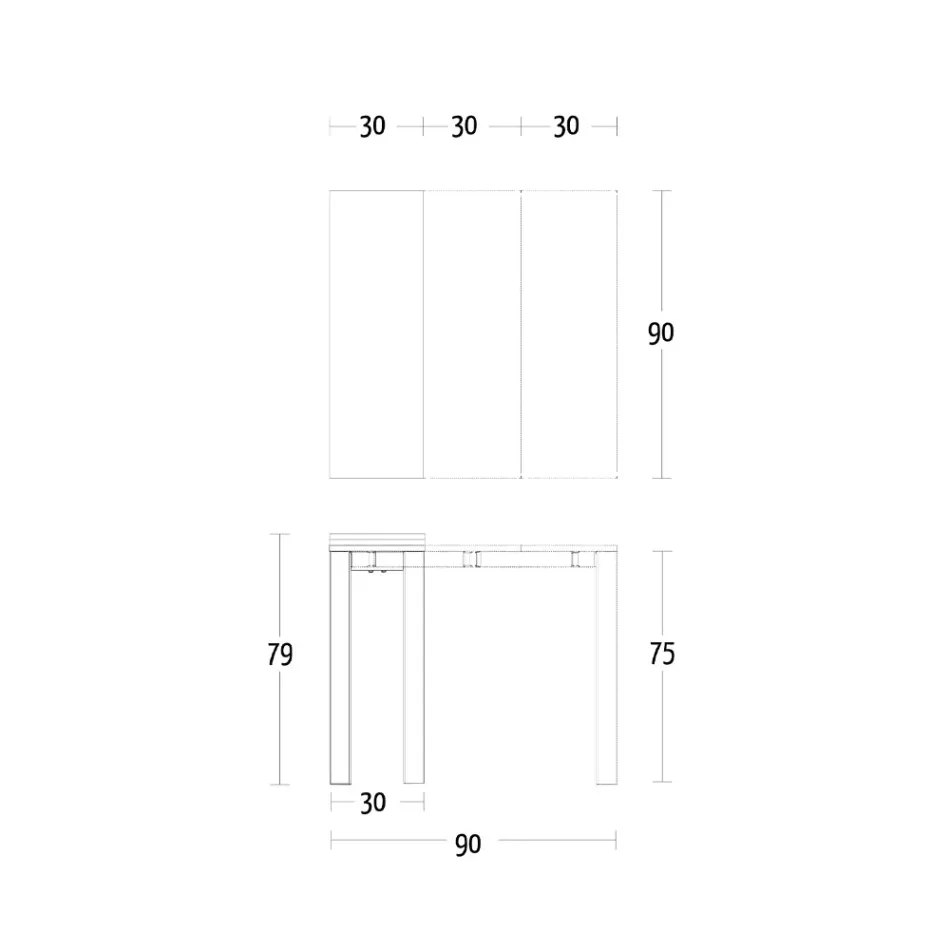 Výsuvná konzole až do 90 cm z melaminu a kovu Made in Italy - Bag Viadurini