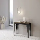 Moderní rozšiřitelná konzole z antracitového dřeva a kovu Made in Italy - Sassone Viadurini