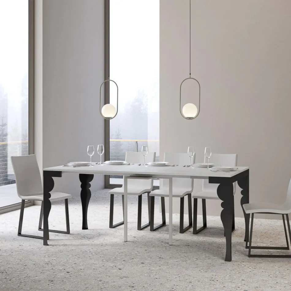 Moderní rozšiřitelná konzole z antracitového dřeva a kovu Made in Italy - Sassone Viadurini