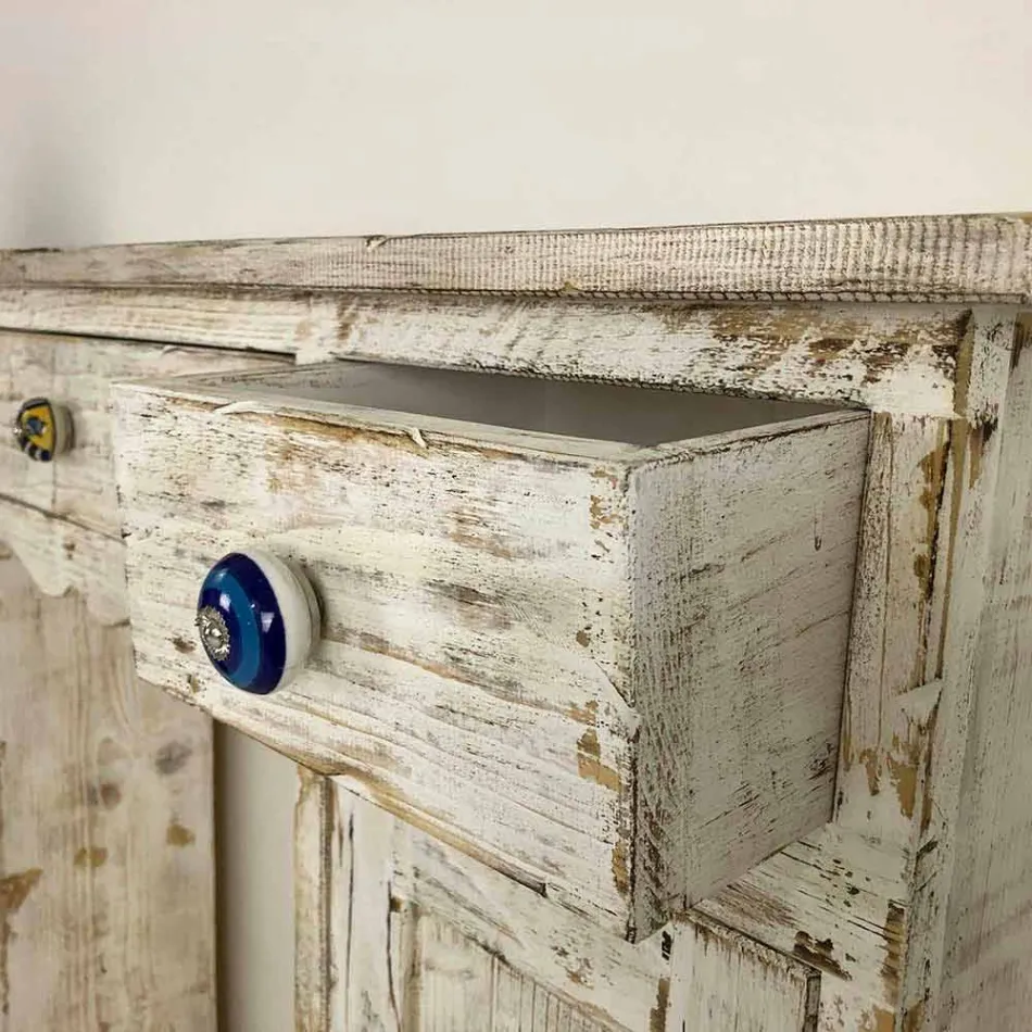 Ručně vyráběná konzole z masivního jedlového dřeva vyrobená v Itálii - Carminia Viadurini