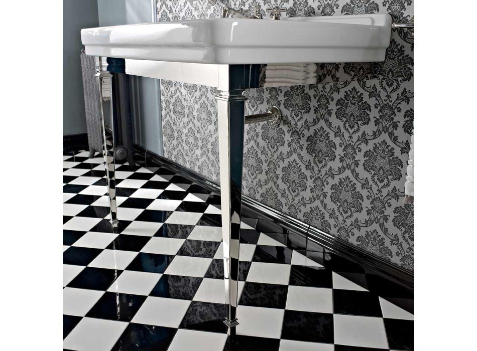 105 cm Vintage bílá keramická koupelna s nohama, vyrobeno v Itálii - Marwa Viadurini
