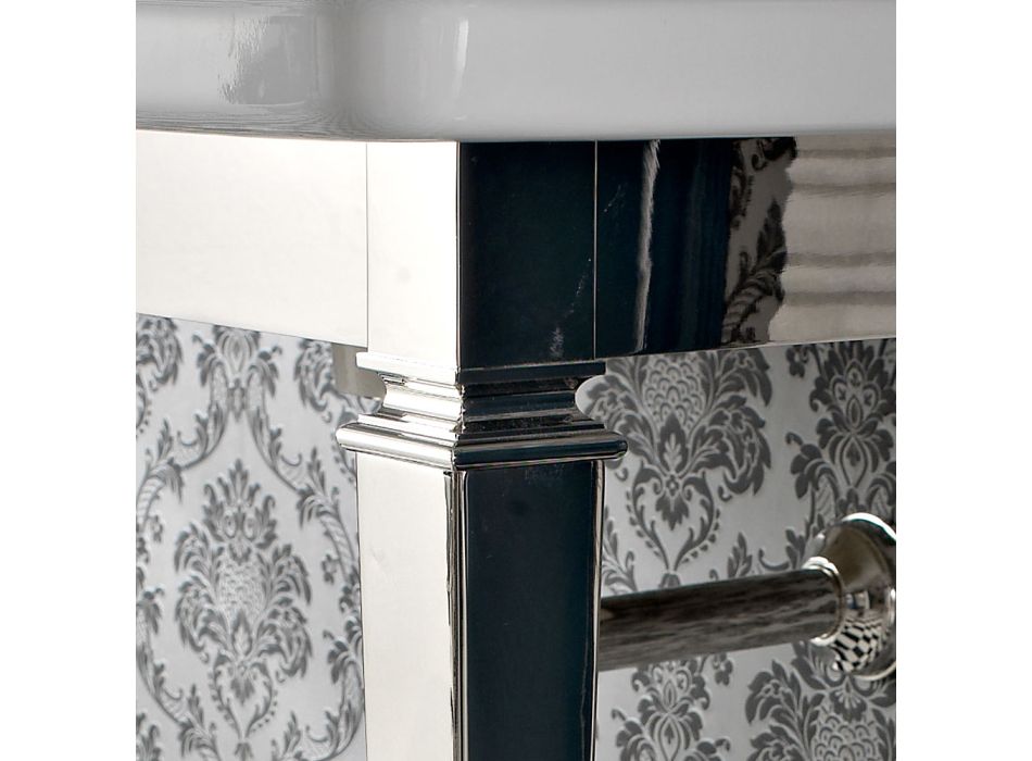 Vintage koupelnová konzola 105 cm v bílé keramice s nožičkami, Made in Italy - Marwa Viadurini