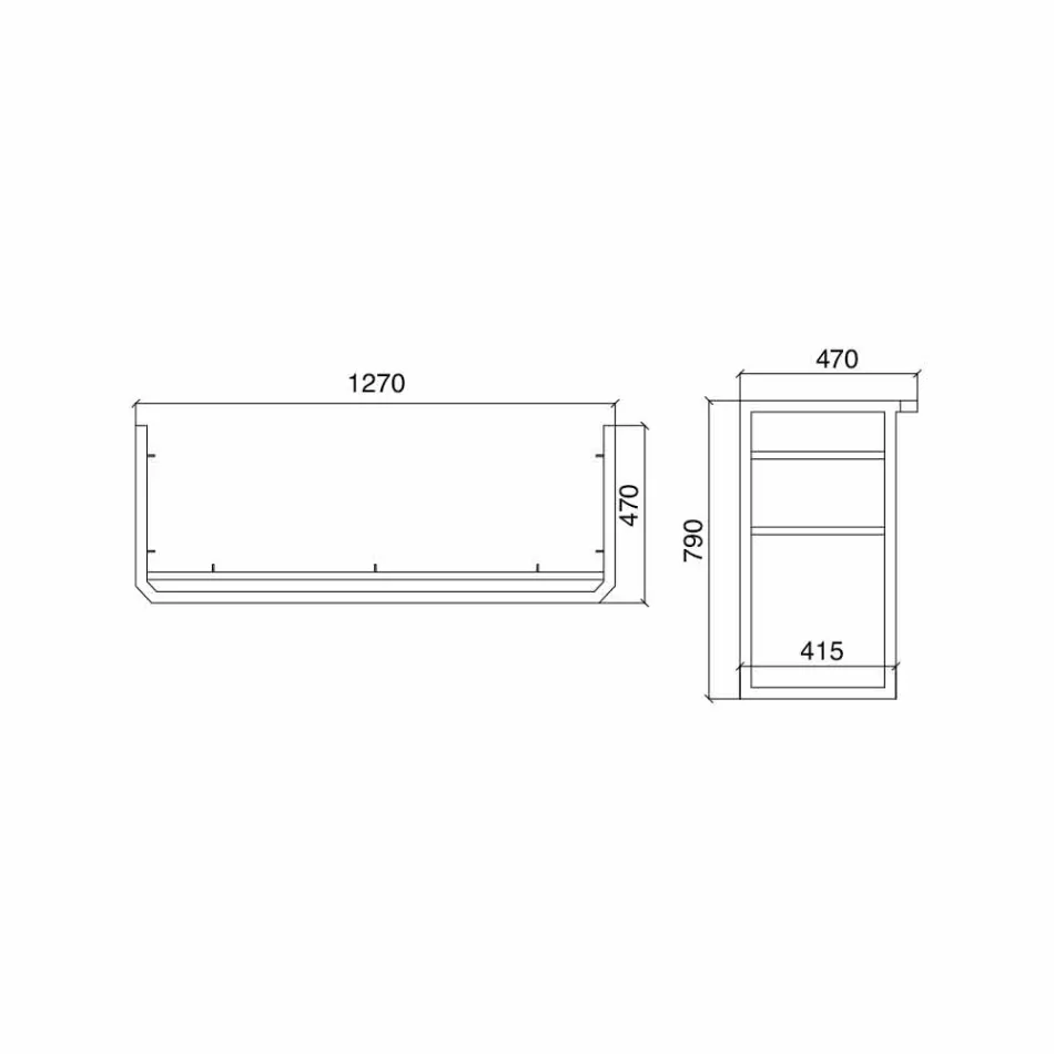 Koupelnová konzole L 135 cm s dvojitou miskou v keramice s nohama - Nausica Viadurini
