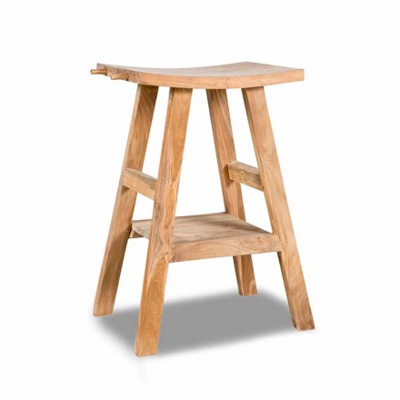 Moderní koupelnová konzole z přírodního teakového dřeva s bočními háčky - Zacary Viadurini