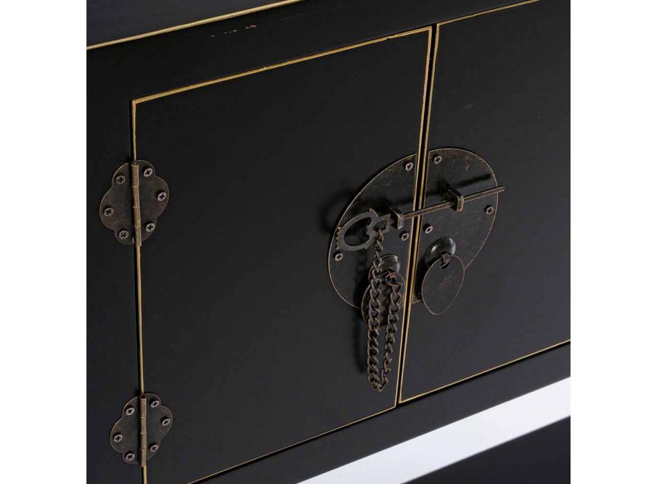 Bílá nebo černá konzola z MDF se 2 dveřmi a 6 zásuvkami Vintage Design - Ginepro Viadurini