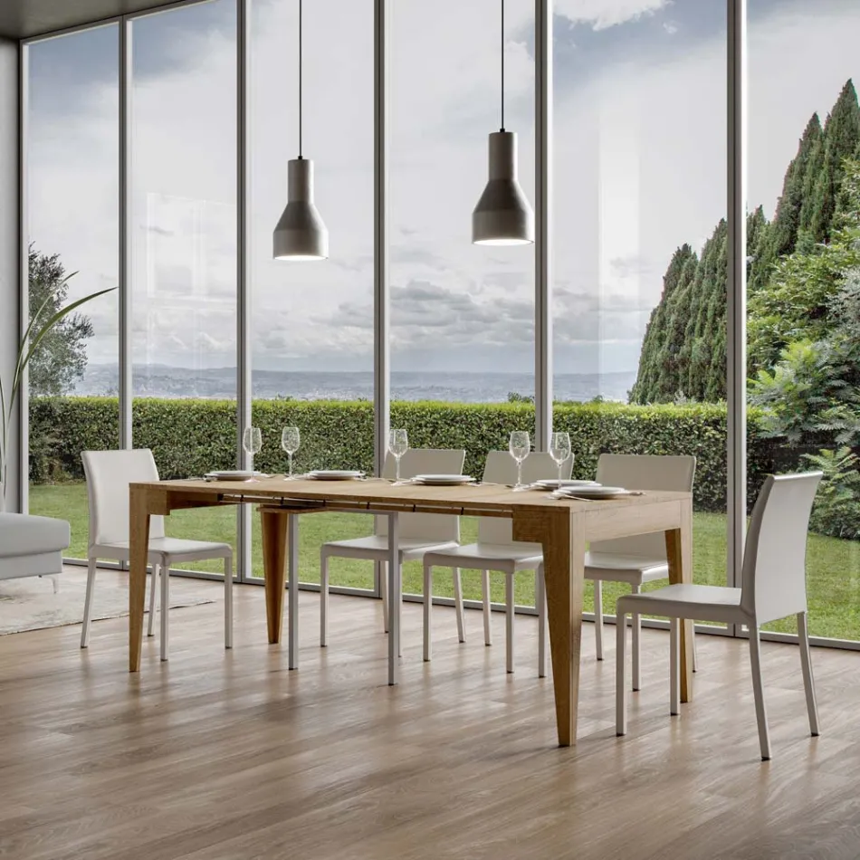 Klasická konzole Rozšiřitelná na 3 m z melaminového dřeva Made in Italy - Argelia Viadurini