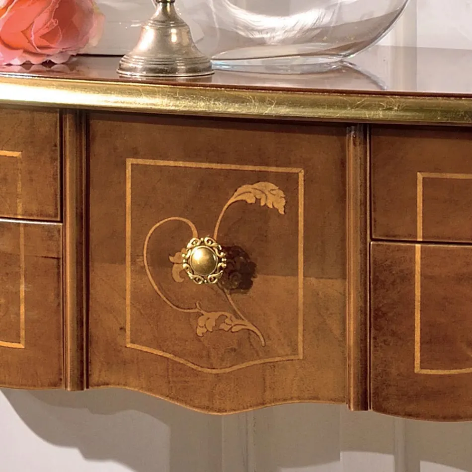 Klasická dřevěná konzole 3 nebo 5 luxusních zásuvek Made in Italy - London Viadurini