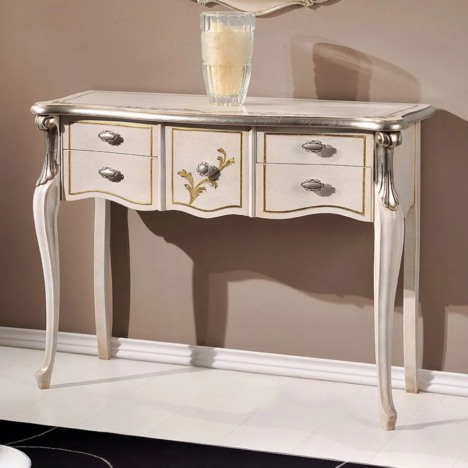 Klasická dřevěná konzole 3 nebo 5 luxusních zásuvek Made in Italy - London Viadurini