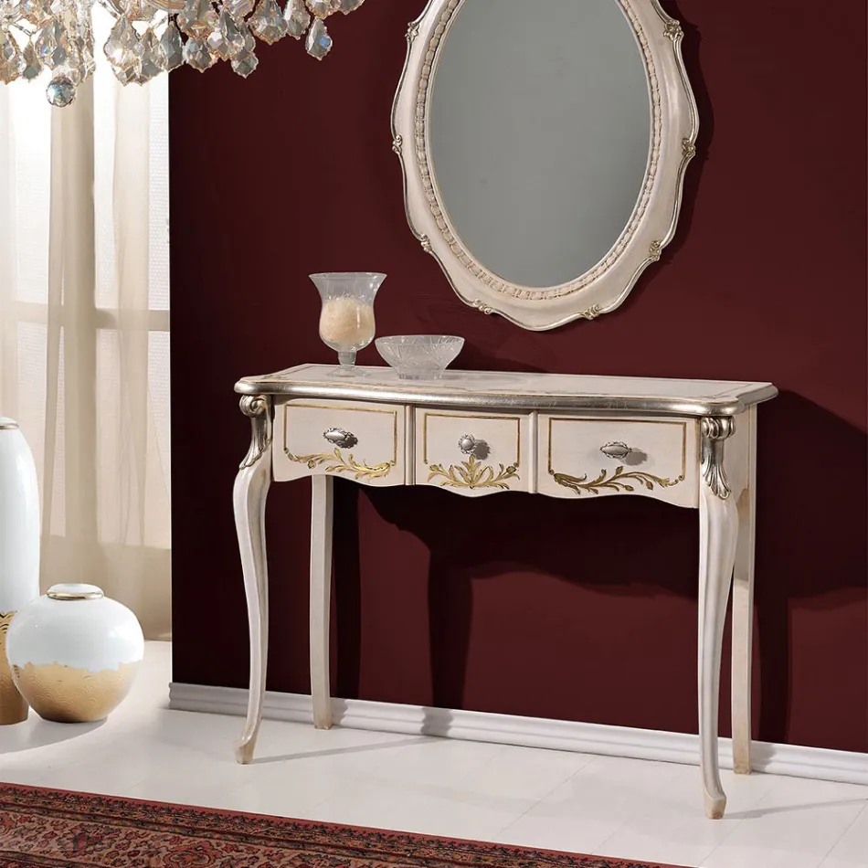 Klasická dřevěná konzole 3 nebo 5 luxusních zásuvek Made in Italy - London Viadurini