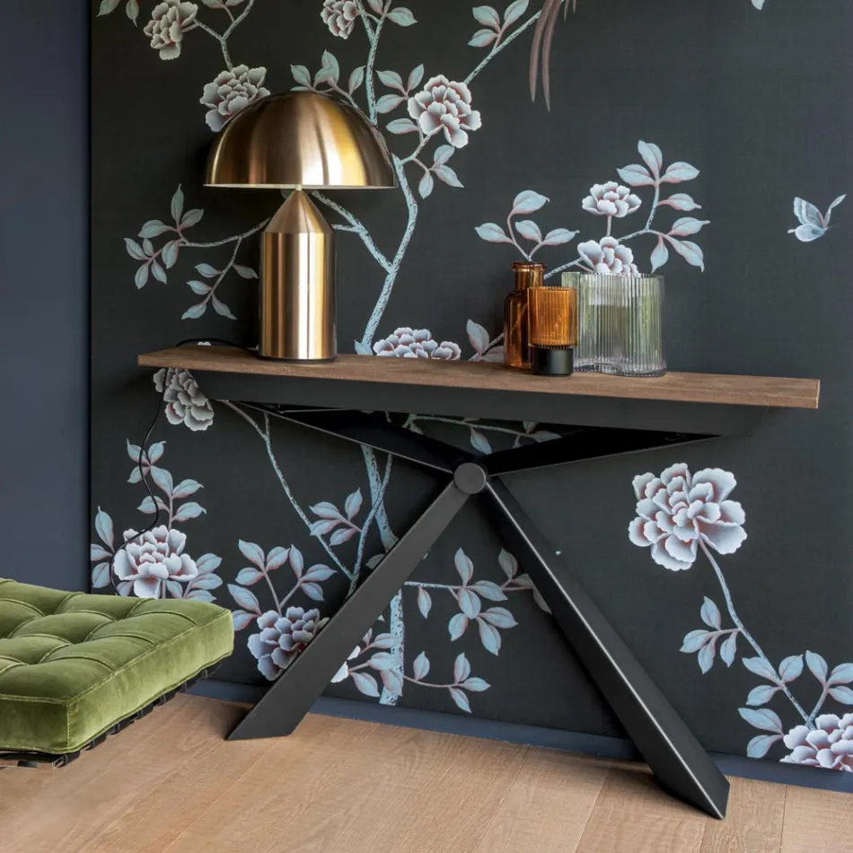 Konzole s deskou Mortar Effect a kovovou základnou Made in Italy - Timedio Viadurini