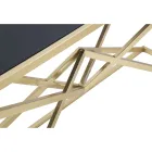 Konzola se strukturou ze zlatého kovu a horní částí z černého skla - Eritrea Viadurini