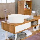 Moderní koupelnová konzola z teakového dřeva v přírodním teaku Pistoia Viadurini