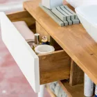 Moderní koupelnová konzola z teakového dřeva v přírodním teaku Pistoia Viadurini