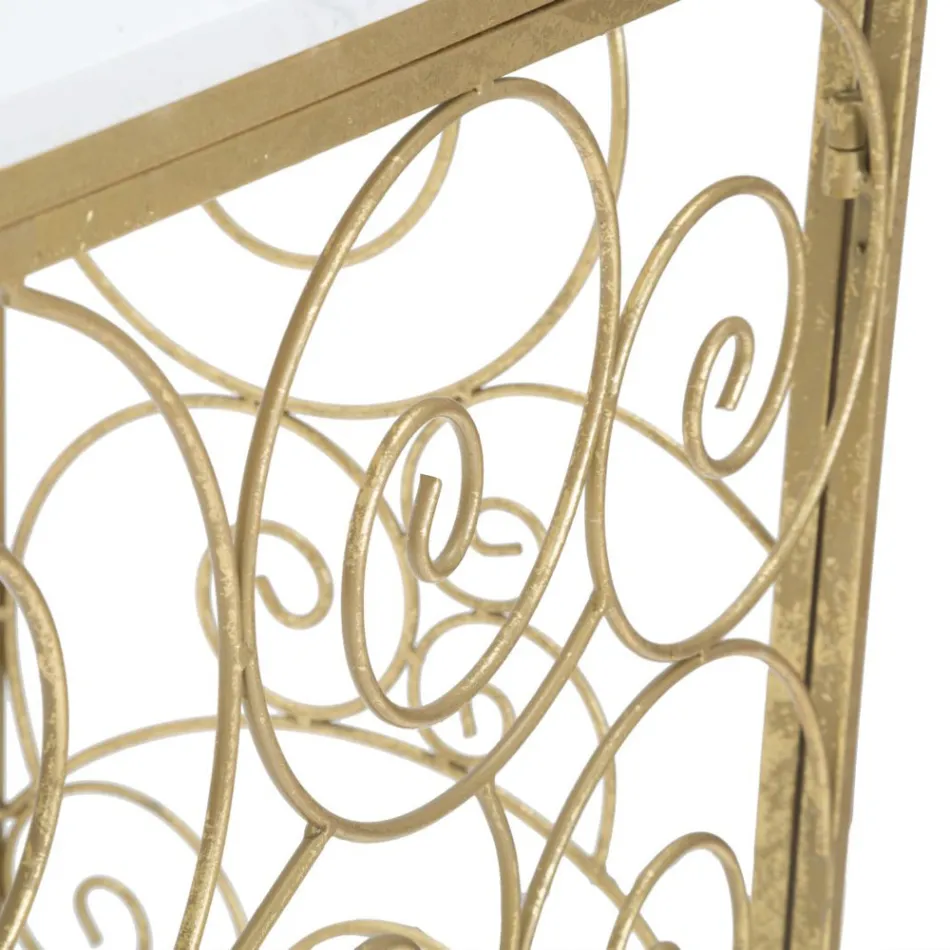 Vstupní konzola ve zlaté povrchové úpravě železa s mramorovou deskou - Carlotta Viadurini