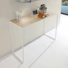 Kovová konzole do obývacího pokoje s křišťálovou deskou vyrobená v Itálii - Iridio Viadurini