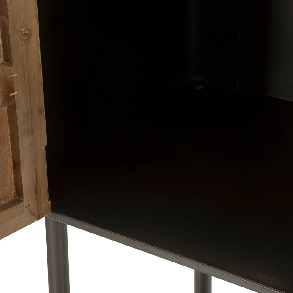 Konzola do obývacího pokoje z jedlového dřeva a šedé litiny se 2 dvířky - Cooper Viadurini