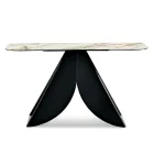 Konzolový stolek Cristina Metal s keramickou deskou s mramorovým efektem do obývacího pokoje Viadurini