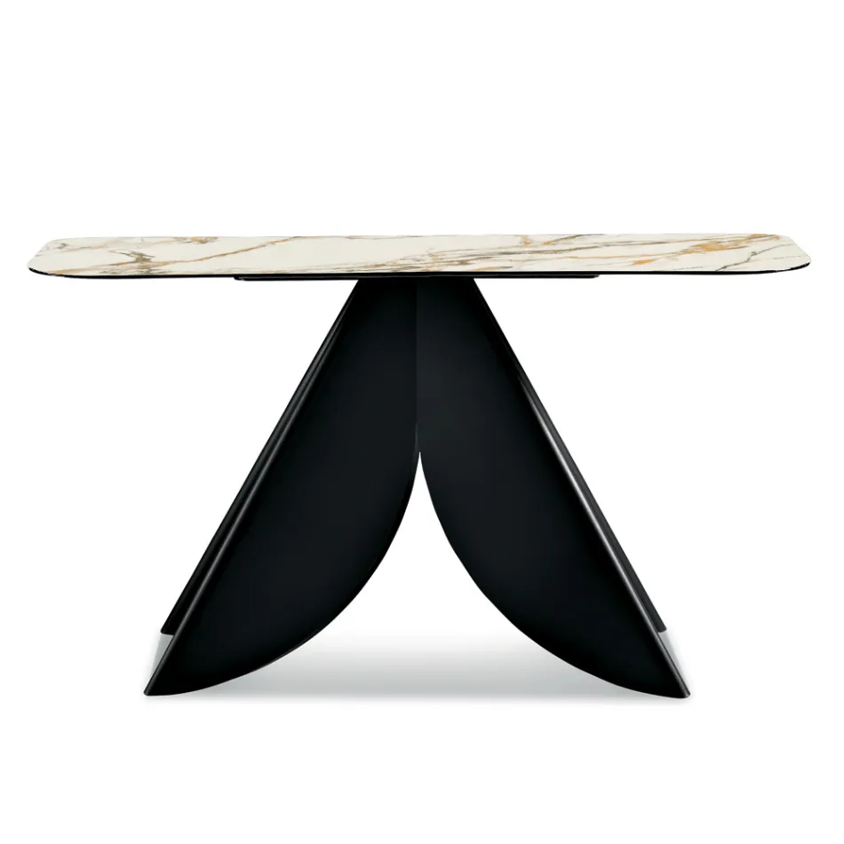 Konzolový stolek Cristina Metal s keramickou deskou s mramorovým efektem do obývacího pokoje Viadurini