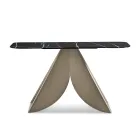 Konzolový stolek Cristina Metal s keramickou deskou s mramorovým efektem do obývacího pokoje Viadurini