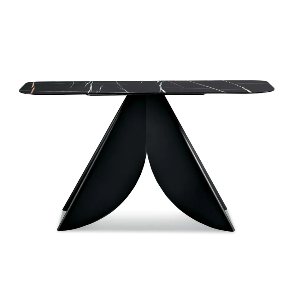 Konzolový stolek Cristina Metal s keramickou deskou s mramorovým efektem do obývacího pokoje Viadurini