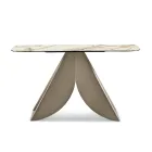 Konzolový stolek Cristina Metal s keramickou deskou s mramorovým efektem do obývacího pokoje Viadurini